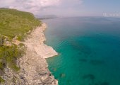 Rocks and vegetation over the Jonian coast of Gjipe